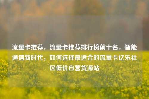 流量卡推荐，流量卡推荐排行榜前十名	，智能通信新时代，如何选择最适合的流量卡亿乐社区低价自营货源站  第1张