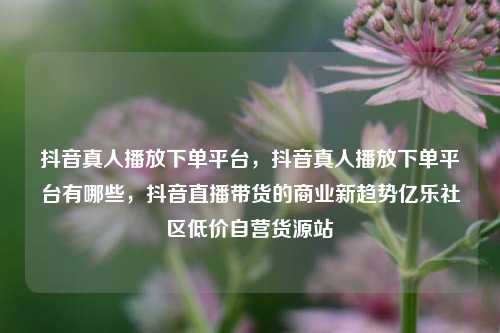 抖音真人播放下单平台，抖音真人播放下单平台有哪些	，抖音直播带货的商业新趋势亿乐社区低价自营货源站  第1张