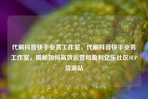 代刷抖音快手业务工作室，代刷抖音快手业务工作室	，揭秘如何高效运营和盈利亿乐社区SUP货源站  第1张