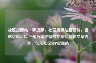 社区货源站一手货源，社区货源站超低价，当然可以。以下是为您准备的文章标题和文章内容，亿乐社区SUP货源站
