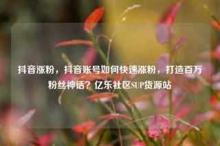 抖音涨粉，抖音账号如何快速涨粉，打造百万粉丝神话？亿乐社区SUP货源站