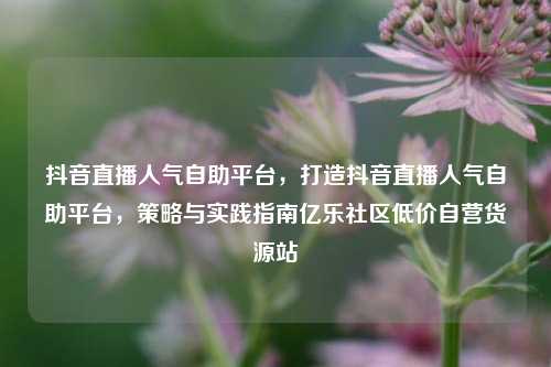 抖音直播人气自助平台，打造抖音直播人气自助平台	，策略与实践指南亿乐社区低价自营货源站  第1张
